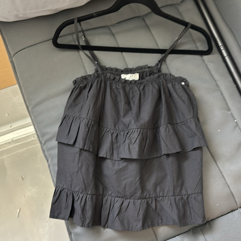HT 360 collective Black Ruffle Tiered Tank Top